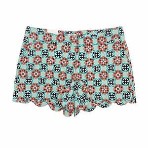 Crown & Ivy NWT Sz 12 Blue & Orange Geometric Print Scallop Chino Shorts